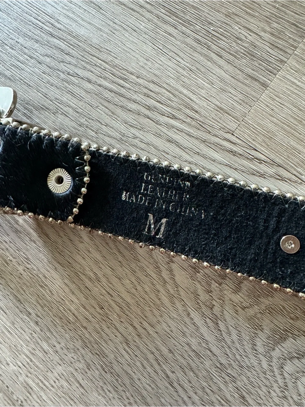 Studded Black Western-Style Women's Belt with Gem Accent